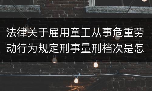 法律关于雇用童工从事危重劳动行为规定刑事量刑档次是怎样