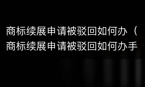 商标续展申请被驳回如何办（商标续展申请被驳回如何办手续）
