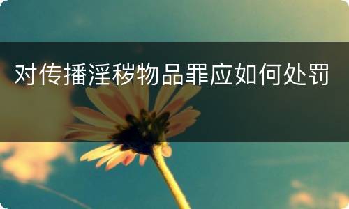 对传播淫秽物品罪应如何处罚