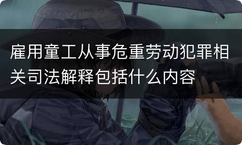 雇用童工从事危重劳动犯罪相关司法解释包括什么内容