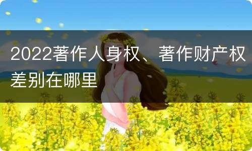 2022著作人身权、著作财产权差别在哪里