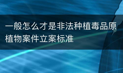 一般怎么才是非法种植毒品原植物案件立案标准