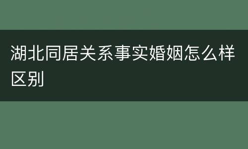 湖北同居关系事实婚姻怎么样区别