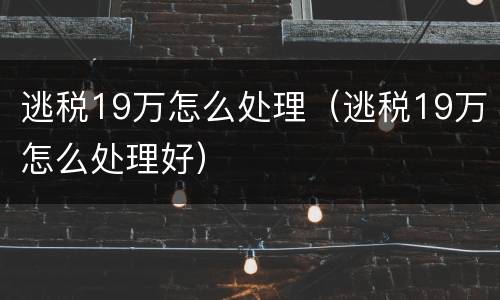 逃税19万怎么处理（逃税19万怎么处理好）