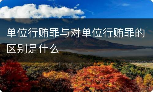 单位行贿罪与对单位行贿罪的区别是什么