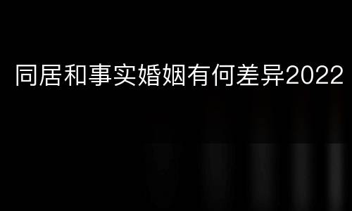 同居和事实婚姻有何差异2022
