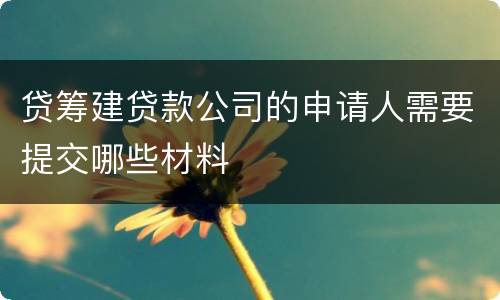 贷筹建贷款公司的申请人需要提交哪些材料