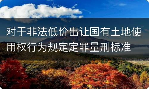 对于非法低价出让国有土地使用权行为规定定罪量刑标准