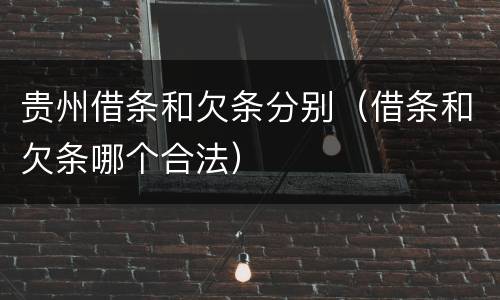 贵州借条和欠条分别（借条和欠条哪个合法）