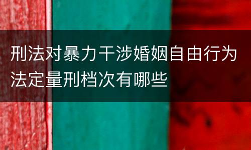 刑法对暴力干涉婚姻自由行为法定量刑档次有哪些
