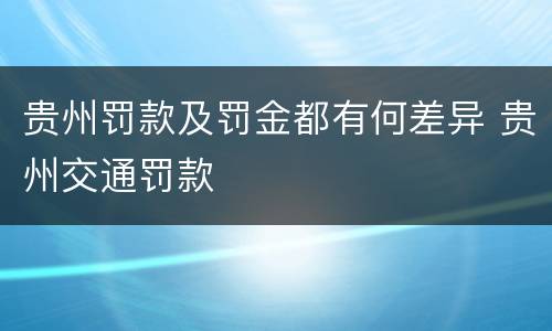 贵州罚款及罚金都有何差异 贵州交通罚款