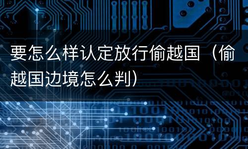 要怎么样认定放行偷越国（偷越国边境怎么判）