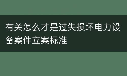 有关怎么才是过失损坏电力设备案件立案标准