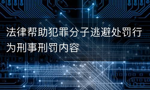 法律帮助犯罪分子逃避处罚行为刑事刑罚内容