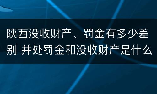 陕西没收财产、罚金有多少差别 并处罚金和没收财产是什么意思