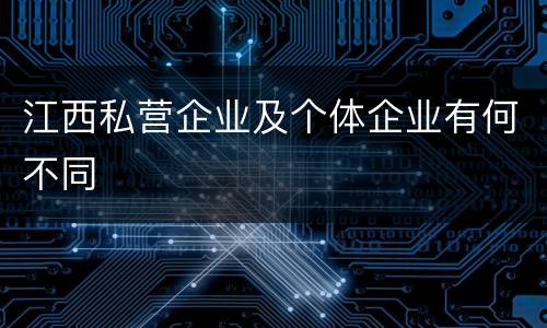 江西私营企业及个体企业有何不同