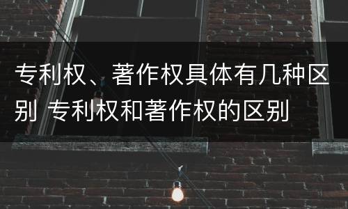 专利权、著作权具体有几种区别 专利权和著作权的区别