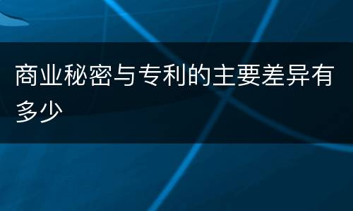 商业秘密与专利的主要差异有多少