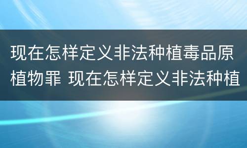 现在怎样定义非法种植毒品原植物罪 现在怎样定义非法种植毒品原植物罪行