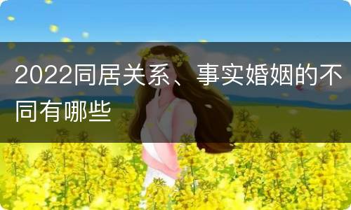 2022同居关系、事实婚姻的不同有哪些