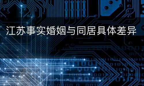 江苏事实婚姻与同居具体差异