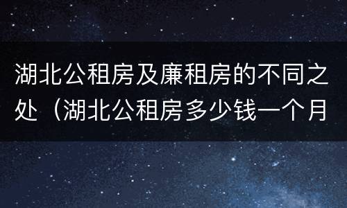 湖北公租房及廉租房的不同之处（湖北公租房多少钱一个月）