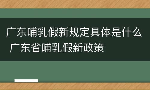 广东哺乳假新规定具体是什么 广东省哺乳假新政策