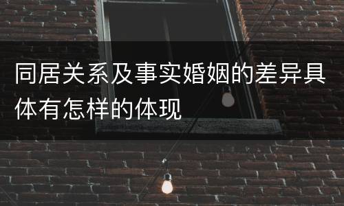 同居关系及事实婚姻的差异具体有怎样的体现