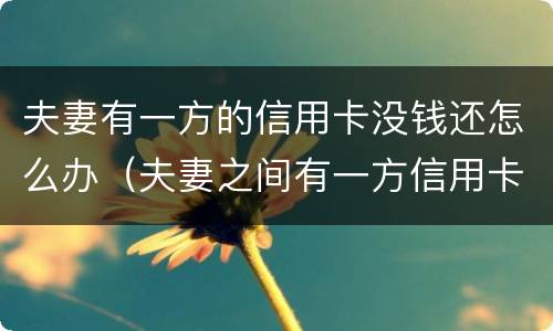 夫妻有一方的信用卡没钱还怎么办（夫妻之间有一方信用卡不还,会有影响吗）