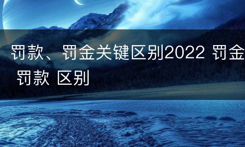 罚款、罚金关键区别2022 罚金 罚款 区别