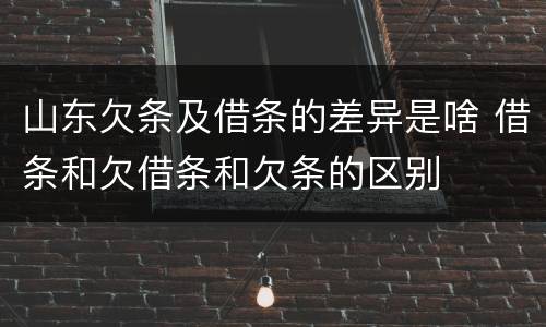 山东欠条及借条的差异是啥 借条和欠借条和欠条的区别