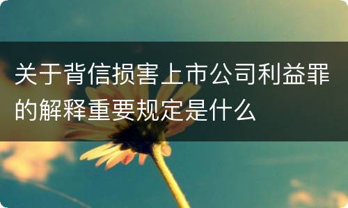 关于背信损害上市公司利益罪的解释重要规定是什么