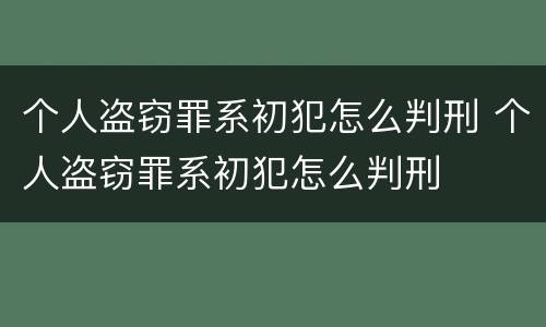 个人盗窃罪系初犯怎么判刑 个人盗窃罪系初犯怎么判刑