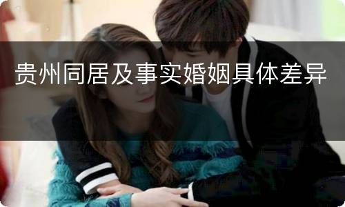 贵州同居及事实婚姻具体差异