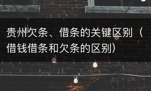贵州欠条、借条的关键区别（借钱借条和欠条的区别）
