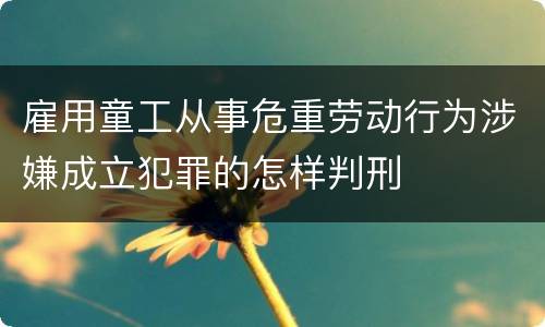 雇用童工从事危重劳动行为涉嫌成立犯罪的怎样判刑