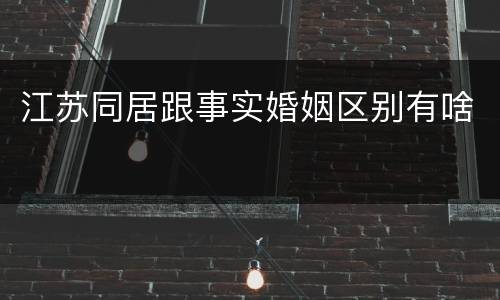 江苏同居跟事实婚姻区别有啥