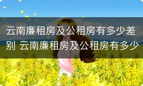 云南廉租房及公租房有多少差别 云南廉租房及公租房有多少差别呢