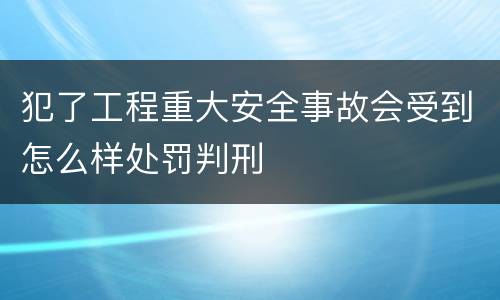 犯了工程重大安全事故会受到怎么样处罚判刑