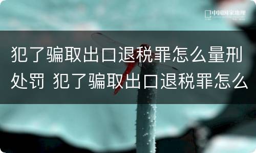 犯了骗取出口退税罪怎么量刑处罚 犯了骗取出口退税罪怎么量刑处罚标准