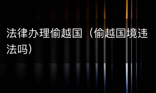 法律办理偷越国（偷越国境违法吗）