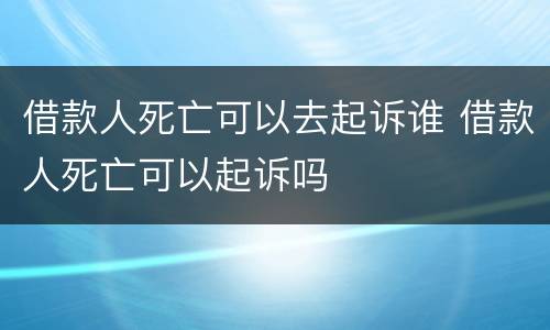借款人死亡可以去起诉谁 借款人死亡可以起诉吗