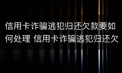 信用卡诈骗逃犯归还欠款要如何处理 信用卡诈骗逃犯归还欠款要如何处理呢