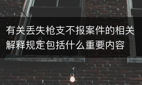 有关丢失枪支不报案件的相关解释规定包括什么重要内容