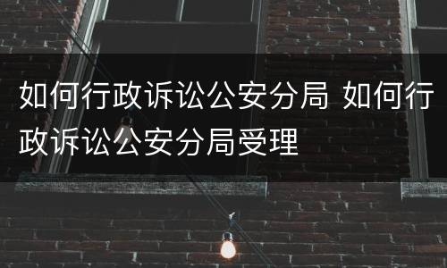 如何行政诉讼公安分局 如何行政诉讼公安分局受理