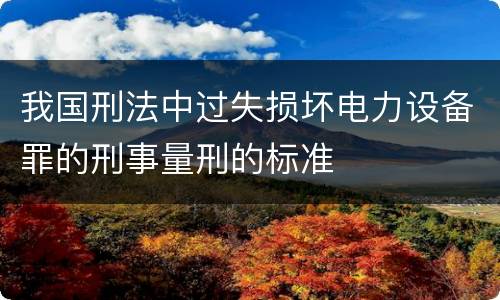 我国刑法中过失损坏电力设备罪的刑事量刑的标准