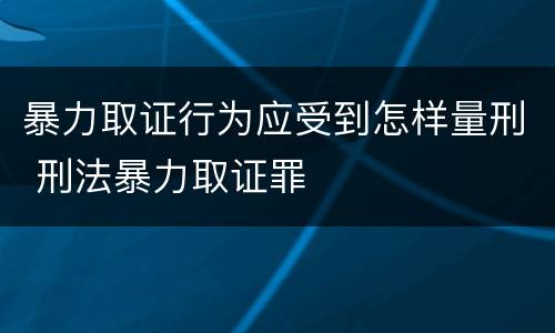 暴力取证行为应受到怎样量刑 刑法暴力取证罪