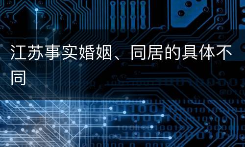 江苏事实婚姻、同居的具体不同