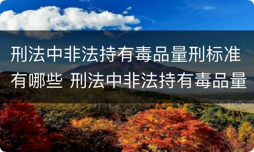 刑法中非法持有毒品量刑标准有哪些 刑法中非法持有毒品量刑标准有哪些规定