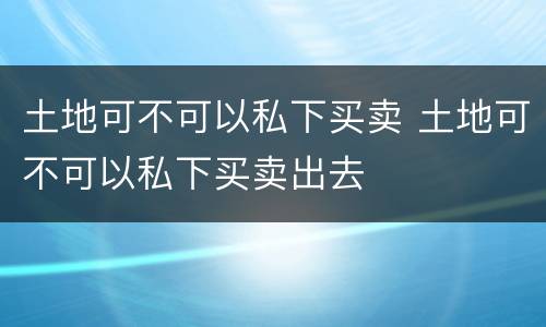 土地可不可以私下买卖 土地可不可以私下买卖出去